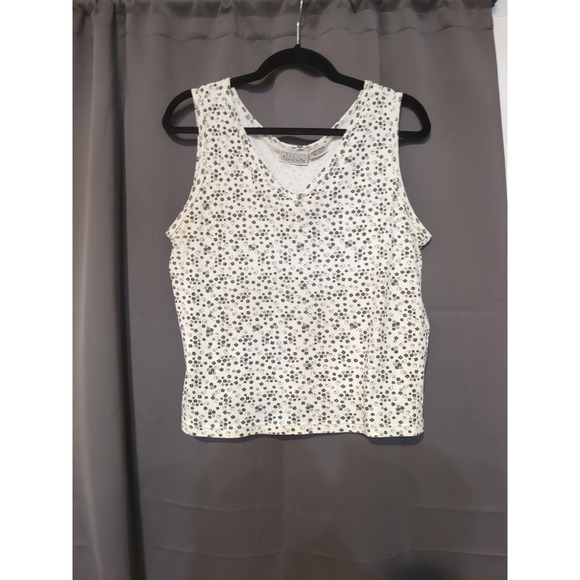 Basic Editions Women's Large Floral Tank Top, Y2K Boho Shirt Vintage Cottagecore - Picture 1 of 6
